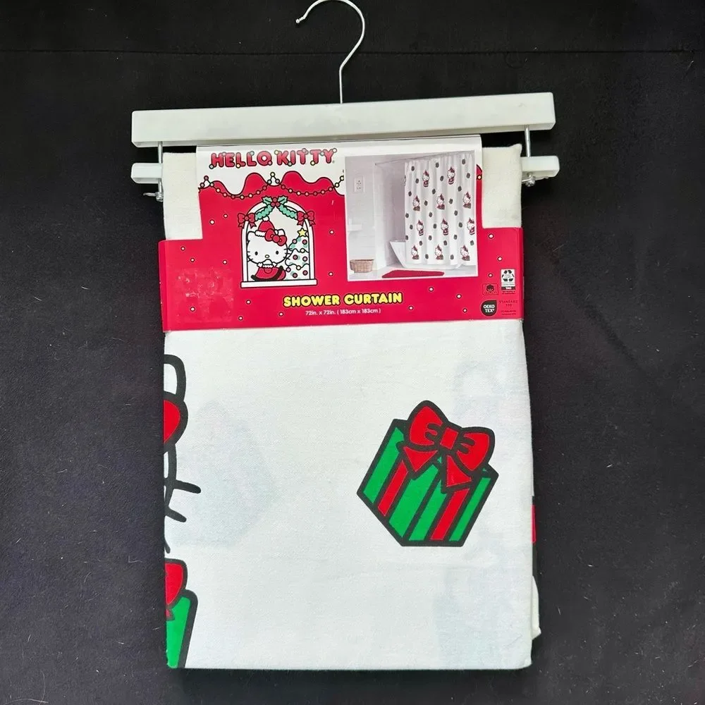 NWT Hello Kitty Christmas Holiday Shower Curtain Bathroom Bathtub Decor